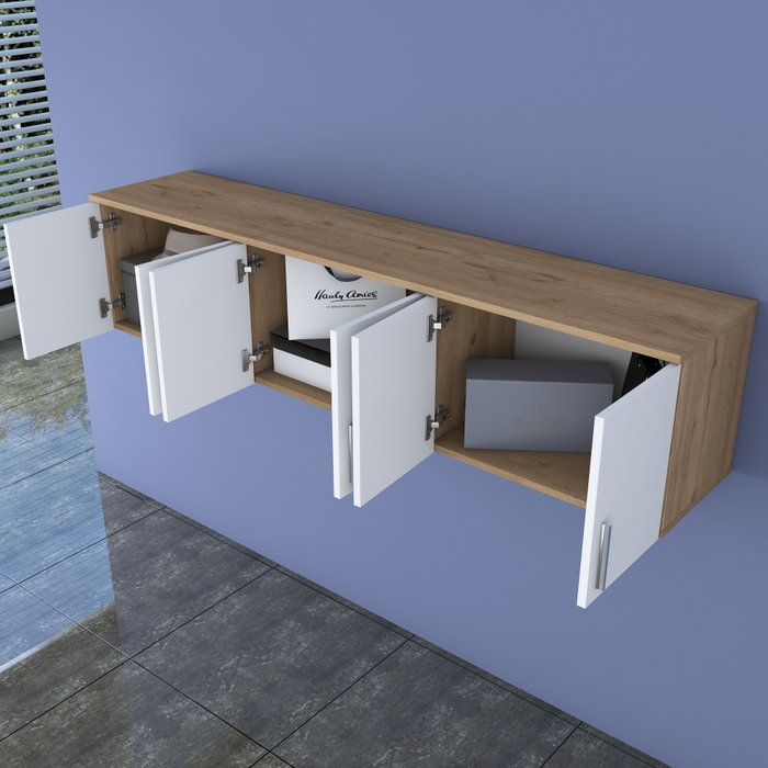 Hanah Home EA114 - 2720 Estantería de Pared Nogal y Blanco 180 cm